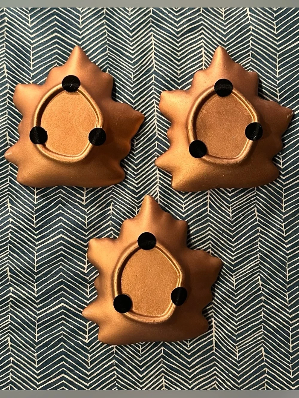 Pier 1 Imports • set of 3 bronze colored leaf dishes • ceramic • in box